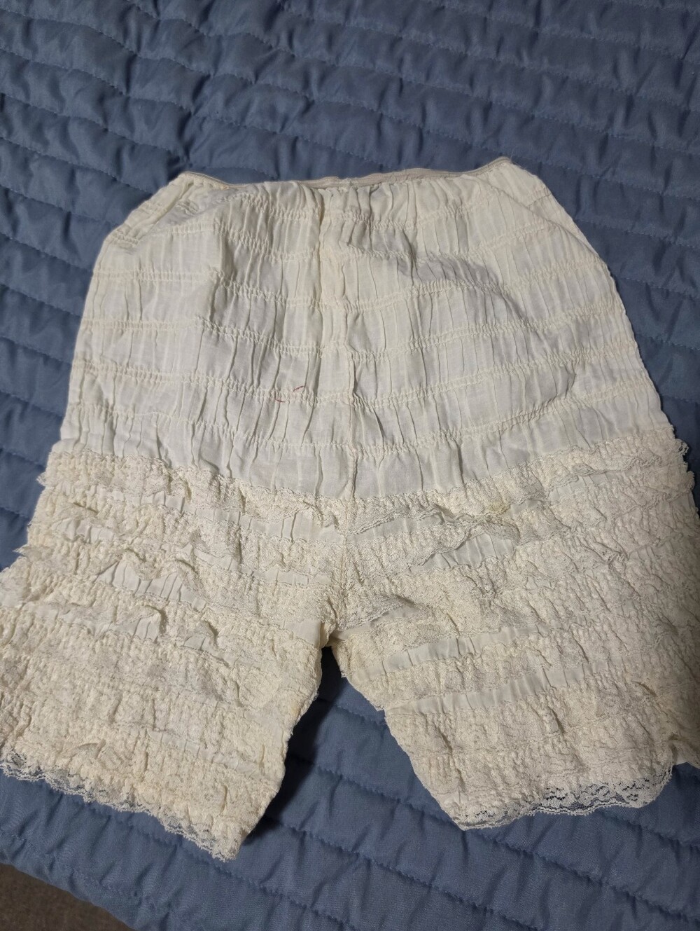 Antique 1930s Lace Tap Pants Step-In Panties Long Leg Ivory Vintage Lingerie